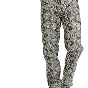 Men's Snakeskin Pants Stylish Casual PU Snake Print Nightclub Disco Vintage Trousers