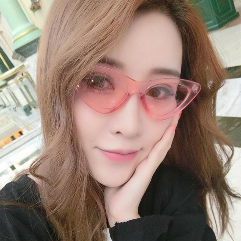 New Triangle Sunglasses Women's Trendy Internet Celebrity Same Style Cats' Eye Sunglasses Transparent Lens Marine Glasses - Image 2