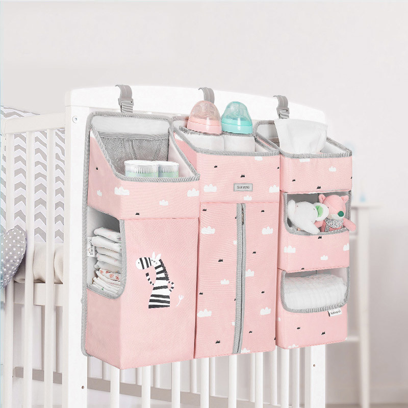 Sunveno Baby Storage Organizer Crib Hanging Storage Bag Caddy Organizer for Baby Essentials Bedding Set Diaper Storage Bag - Image 3