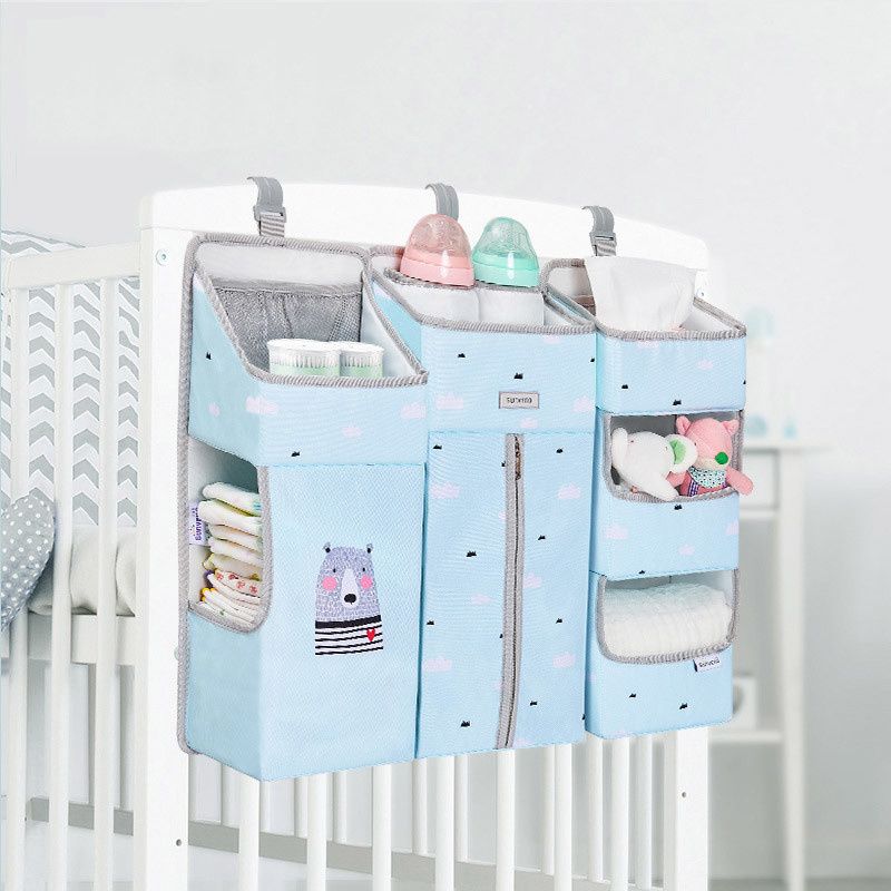 Sunveno Baby Storage Organizer Crib Hanging Storage Bag Caddy Organizer for Baby Essentials Bedding Set Diaper Storage Bag - Image 5
