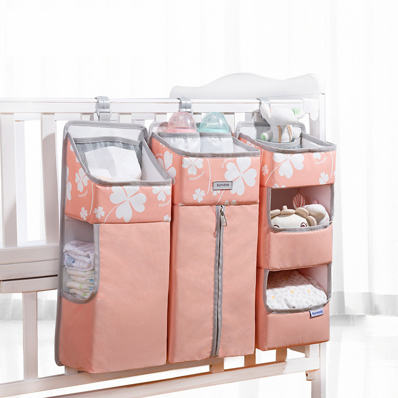 Sunveno Baby Storage Organizer Crib Hanging Storage Bag Caddy Organizer for Baby Essentials Bedding Set Diaper Storage Bag - Image 6