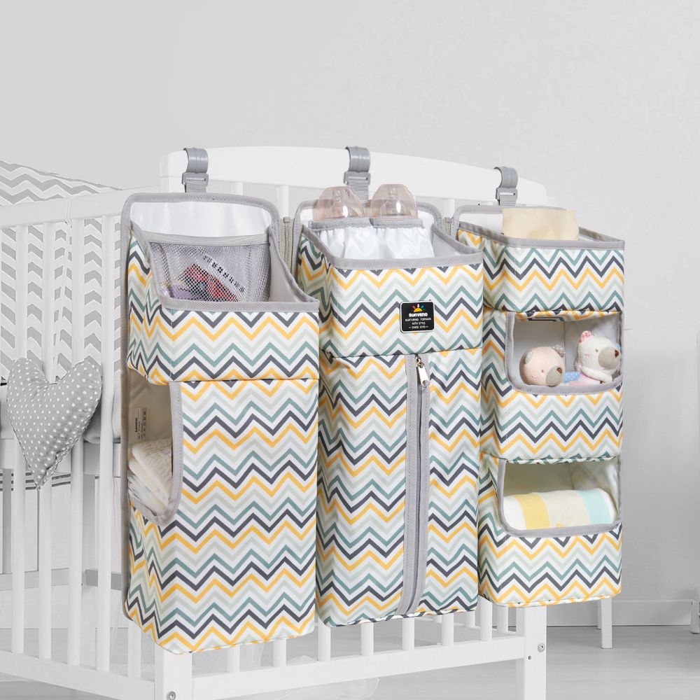 Sunveno Baby Storage Organizer Crib Hanging Storage Bag Caddy Organizer for Baby Essentials Bedding Set Diaper Storage Bag - Image 4