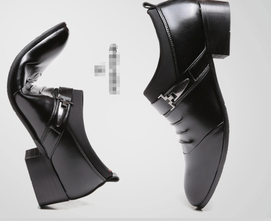 New men's formal single shoes pointed toe set formal leather shoes Korean version comfortable low-help men's casual shoes loafers - Image 67