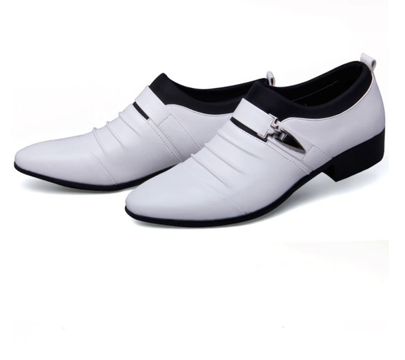 New men's formal single shoes pointed toe set formal leather shoes Korean version comfortable low-help men's casual shoes loafers - Image 49