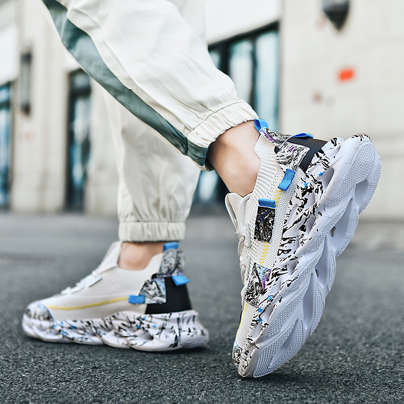 New men's ultra-light flying mesh elastic poly soft sole blade shoes ultra-light shock absorption running shoes leisure sports shoes - Image 52