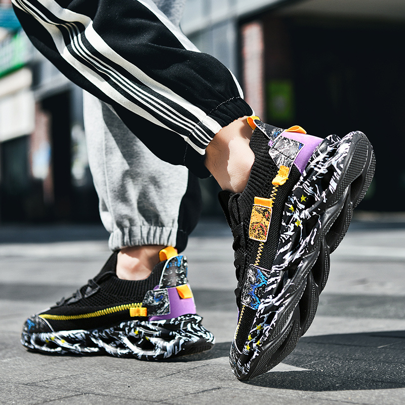 New men's ultra-light flying mesh elastic poly soft sole blade shoes ultra-light shock absorption running shoes leisure sports shoes - Image 18