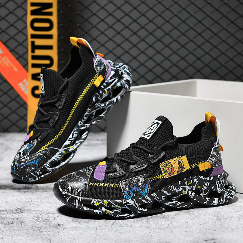 New men's ultra-light flying mesh elastic poly soft sole blade shoes ultra-light shock absorption running shoes leisure sports shoes - Image 29