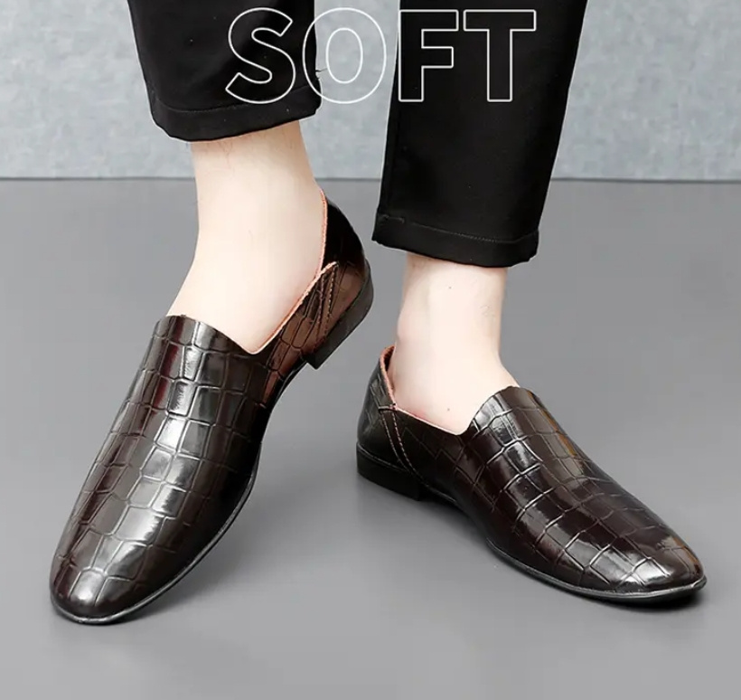 Bright men's beanie shoes Soft leather loafers slip-on casual shoes Fashion comfortable men's shoes - Image 37