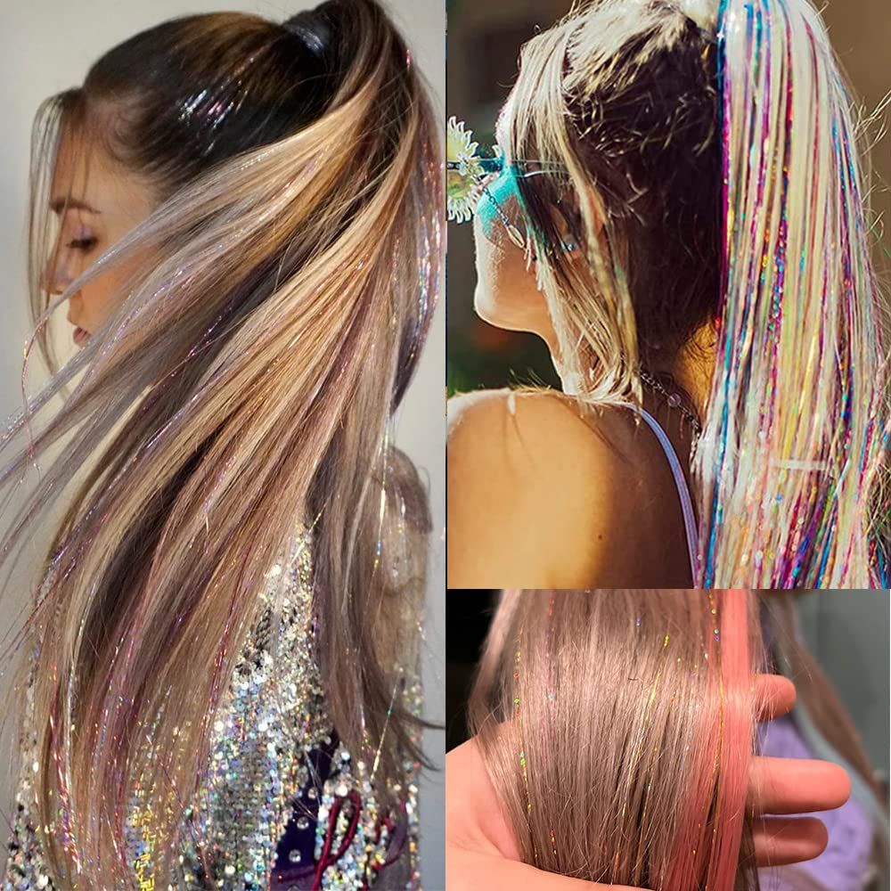 16 Colors Clip in Hair Tinsel Kit, Sparkling Party Tinsel Hair Extension - Image 2