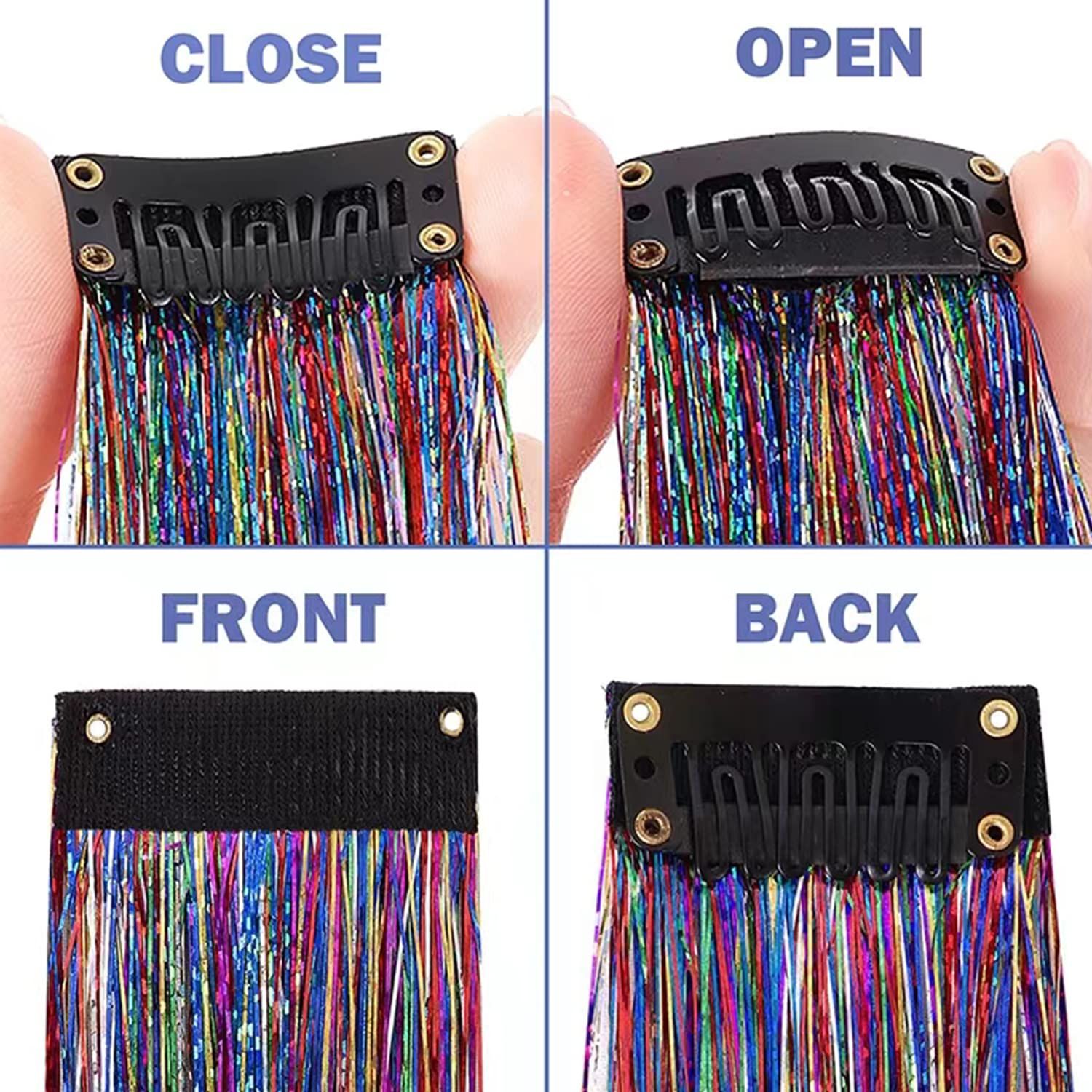 16 Colors Clip in Hair Tinsel Kit, Sparkling Party Tinsel Hair Extension - Image 4