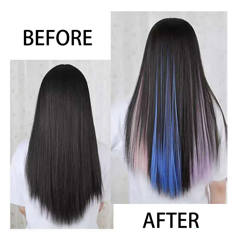 13pcs Hair Extension Clips 20 Inch Straight Hair Synthetic Fiber Hairpieces for Party - Image 3