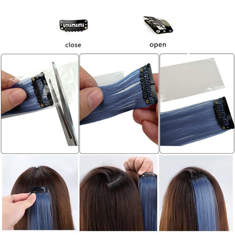 13pcs Hair Extension Clips 20 Inch Straight Hair Synthetic Fiber Hairpieces for Party - Image 4