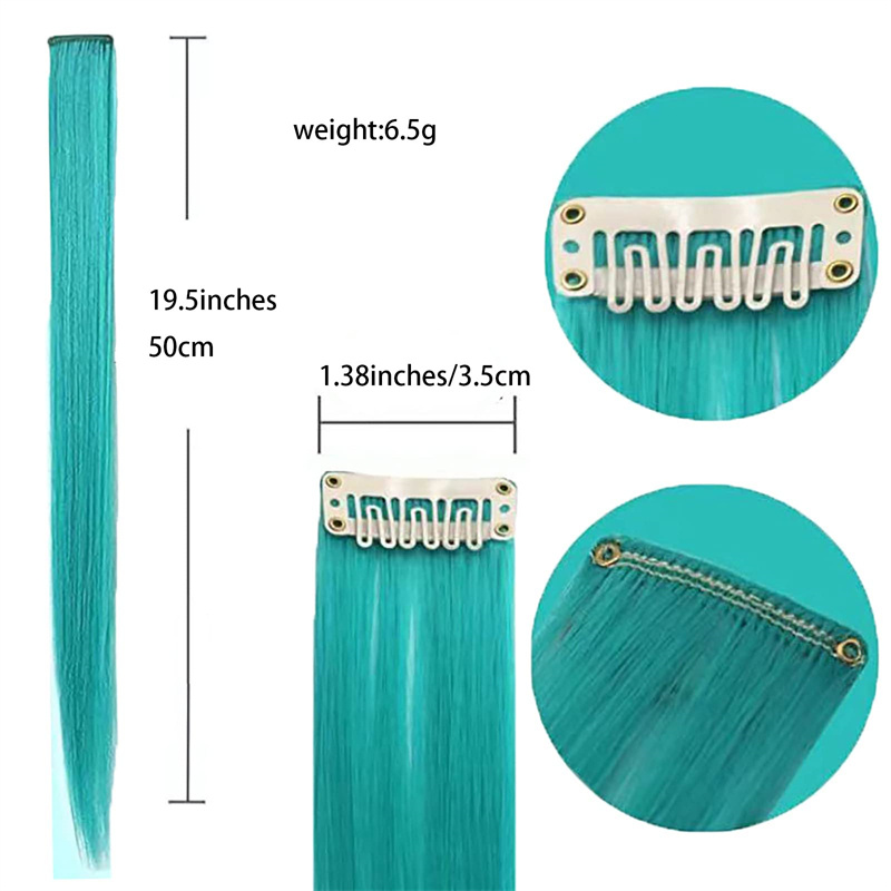 13pcs Hair Extension Clips 20 Inch Straight Hair Synthetic Fiber Hairpieces for Party - Image 6