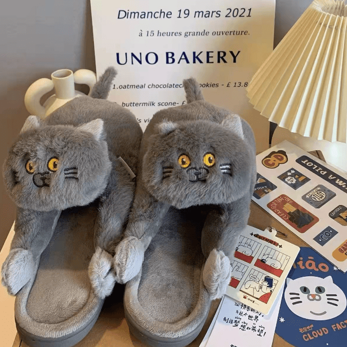 Cuddly Hug Cat Slippers Women Men Winter Home Slides Floor Shoes - Image 47