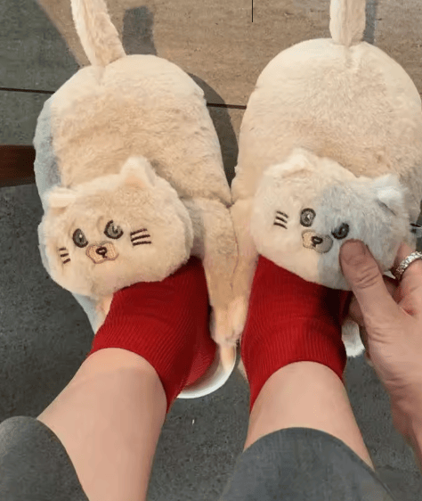 Cuddly Hug Cat Slippers Women Men Winter Home Slides Floor Shoes - Image 10