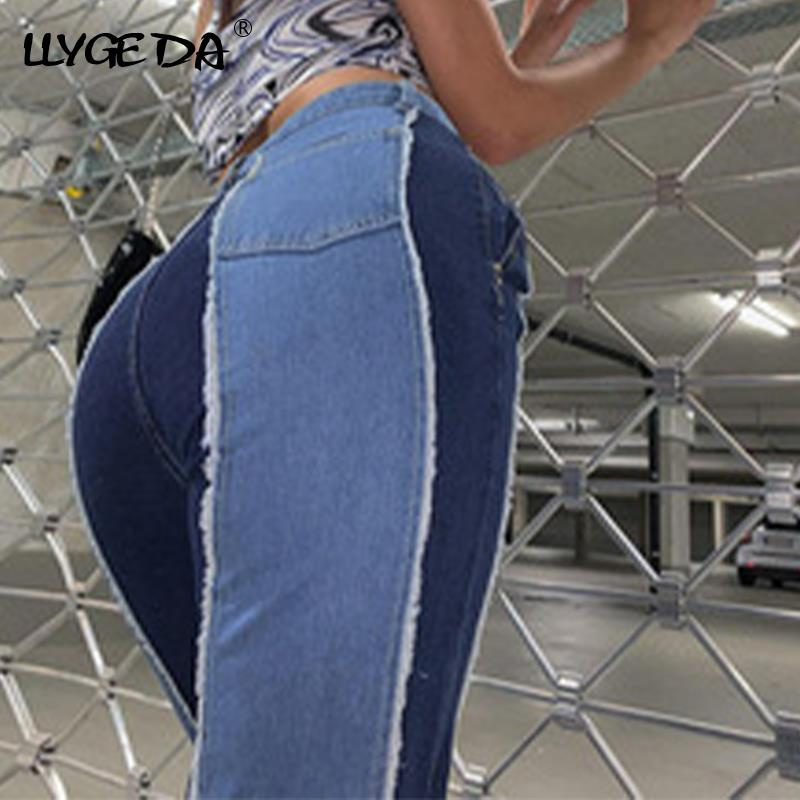 Patchwork Slim Straight Jeans Women Pant Sexy High Waist Pocket Women's Pants 2021 Autumn Winter Fashion Casual Trousers Female - Image 4