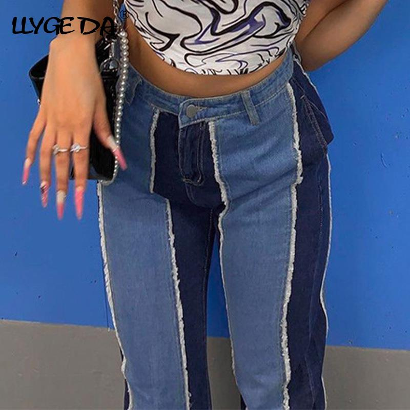Patchwork Slim Straight Jeans Women Pant Sexy High Waist Pocket Women's Pants 2021 Autumn Winter Fashion Casual Trousers Female - Image 17