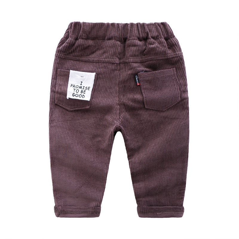Kids Boys Corduroy Trousers Elasticated Waistband Solid Loose Sport Pants - Image 5