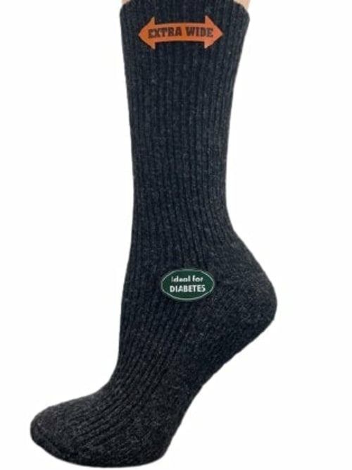 Regenerated Wool Diabetic Outdoor Hiking Extra Wide Calf Women Socks - Image 17