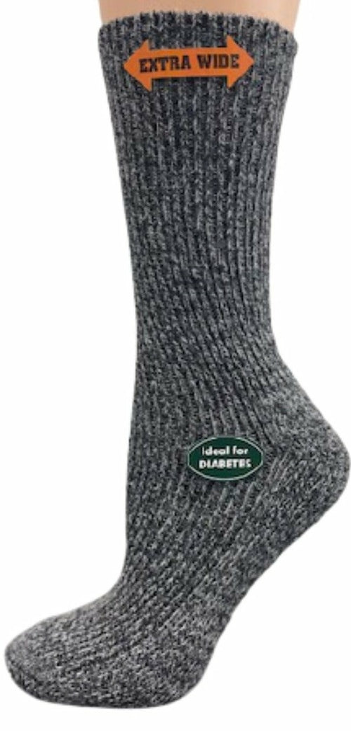 Regenerated Wool Diabetic Outdoor Hiking Extra Wide Calf Women Socks - Image 12