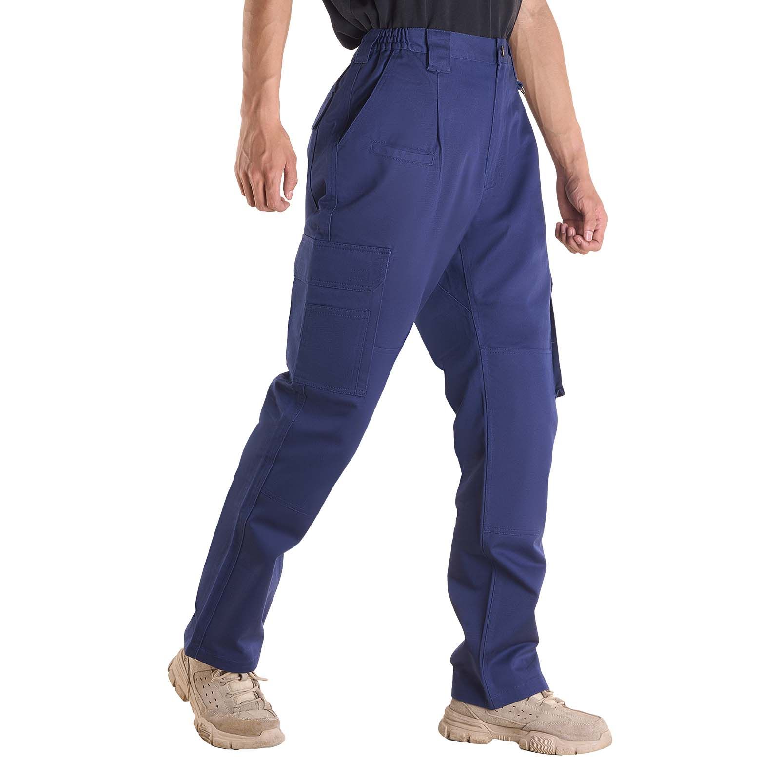 FR Pants for Men, 9 oz 100% Cotton, Flame-Resistant Cargo Pants with Multi-Pockets and Elastic Waist, Reinforced Tear-proof Stitching, Ideal for Welding Work and Casual Wear, XXL Size, Dark Blue - Image 12
