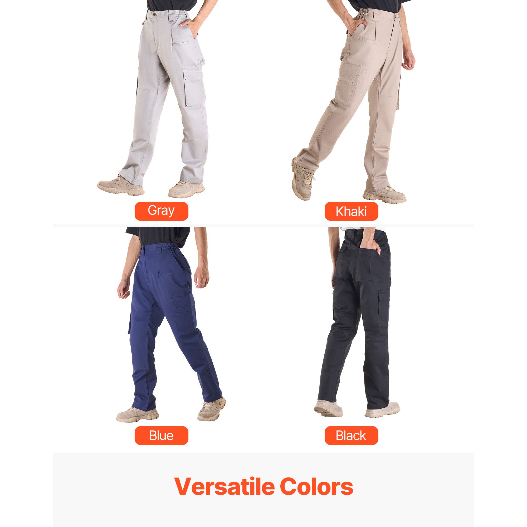 FR Pants for Men, 9 oz 100% Cotton, Flame-Resistant Cargo Pants with Multi-Pockets and Elastic Waist, Reinforced Tear-proof Stitching, Ideal for Welding Work and Casual Wear, XXL Size, Dark Blue - Image 6
