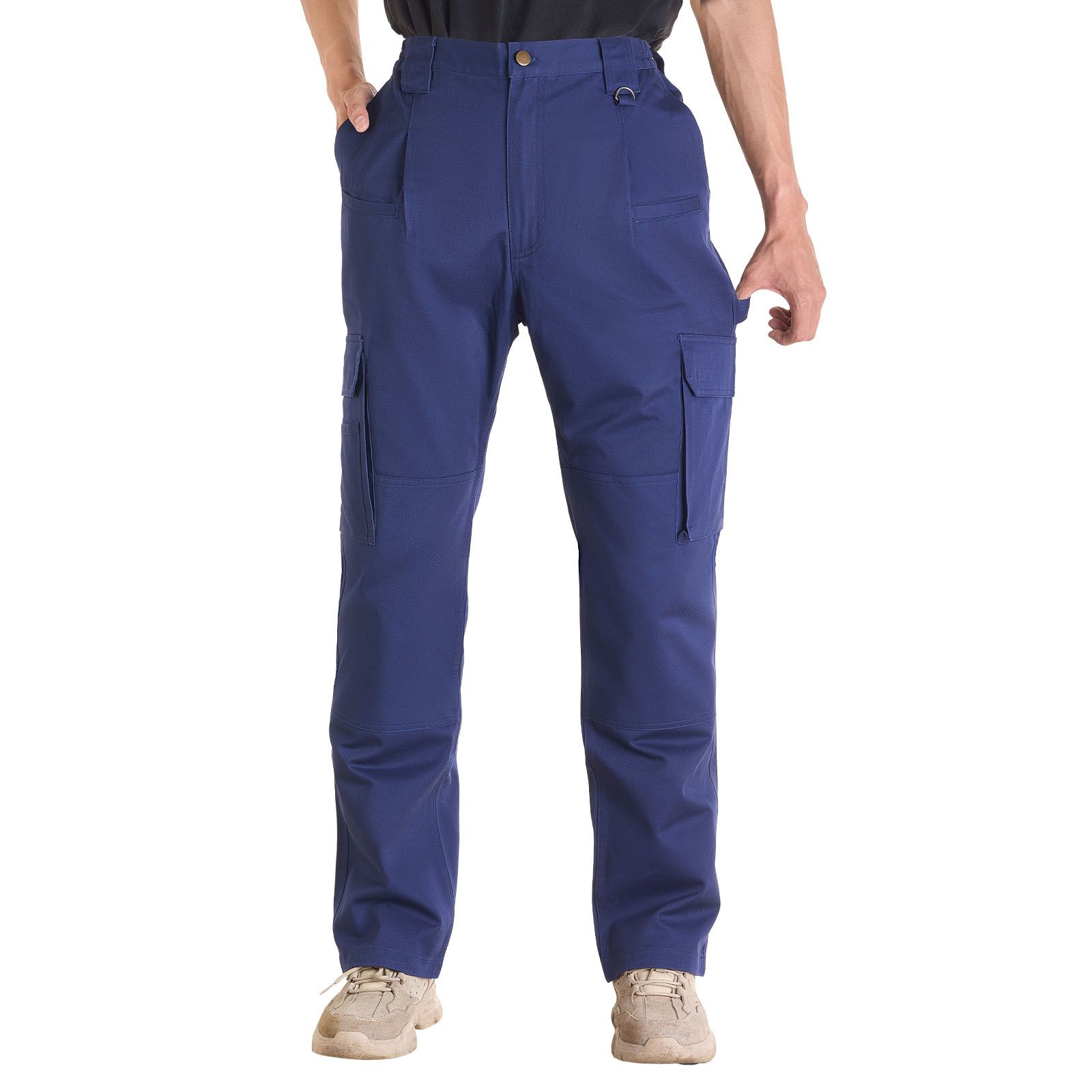 FR Pants for Men, 9 oz 100% Cotton, Flame-Resistant Cargo Pants with Multi-Pockets and Elastic Waist, Reinforced Tear-proof Stitching, Ideal for Welding Work and Casual Wear, XXL Size, Dark Blue - Image 9