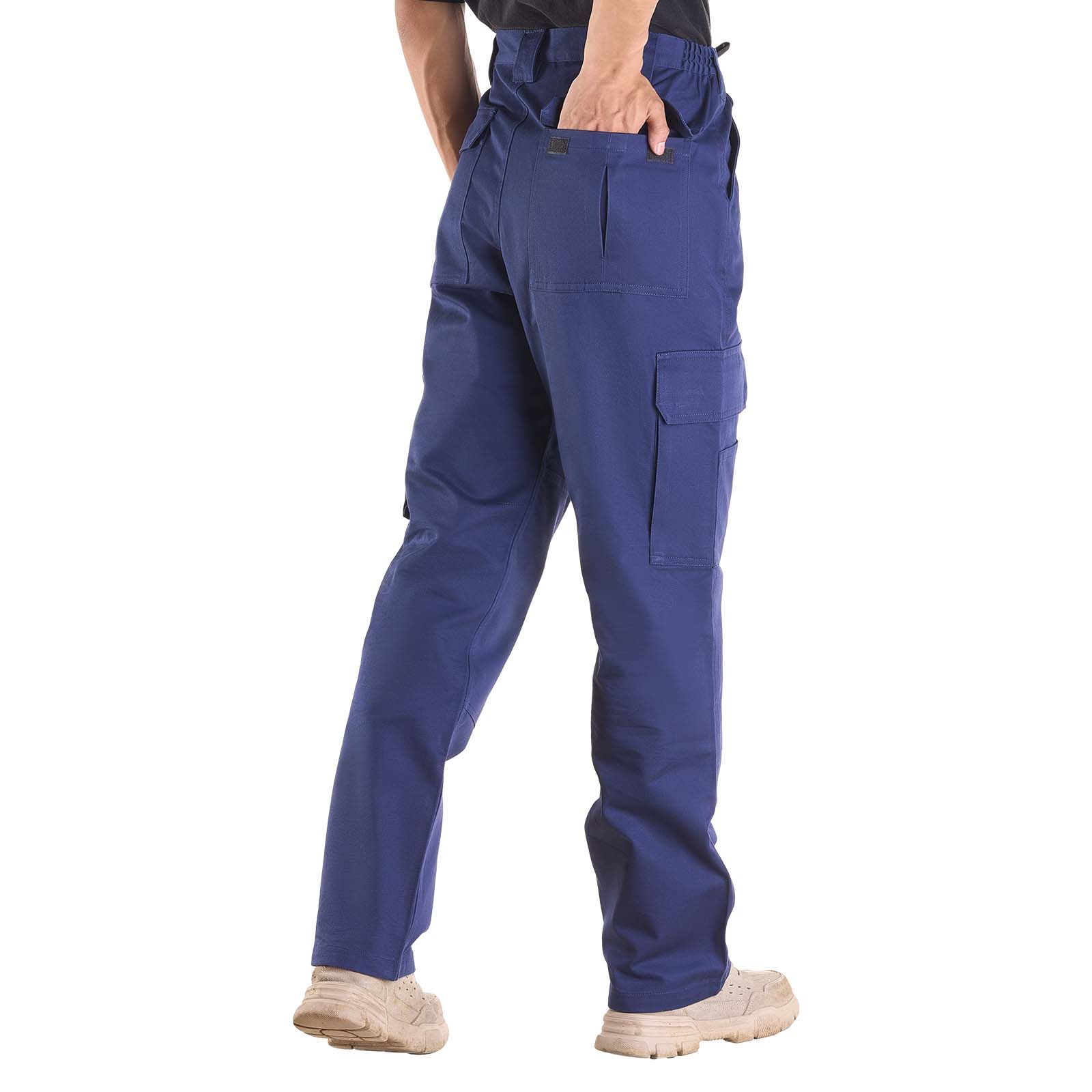 FR Pants for Men, 9 oz 100% Cotton, Flame-Resistant Cargo Pants with Multi-Pockets and Elastic Waist, Reinforced Tear-proof Stitching, Ideal for Welding Work and Casual Wear, XXL Size, Dark Blue - Image 10