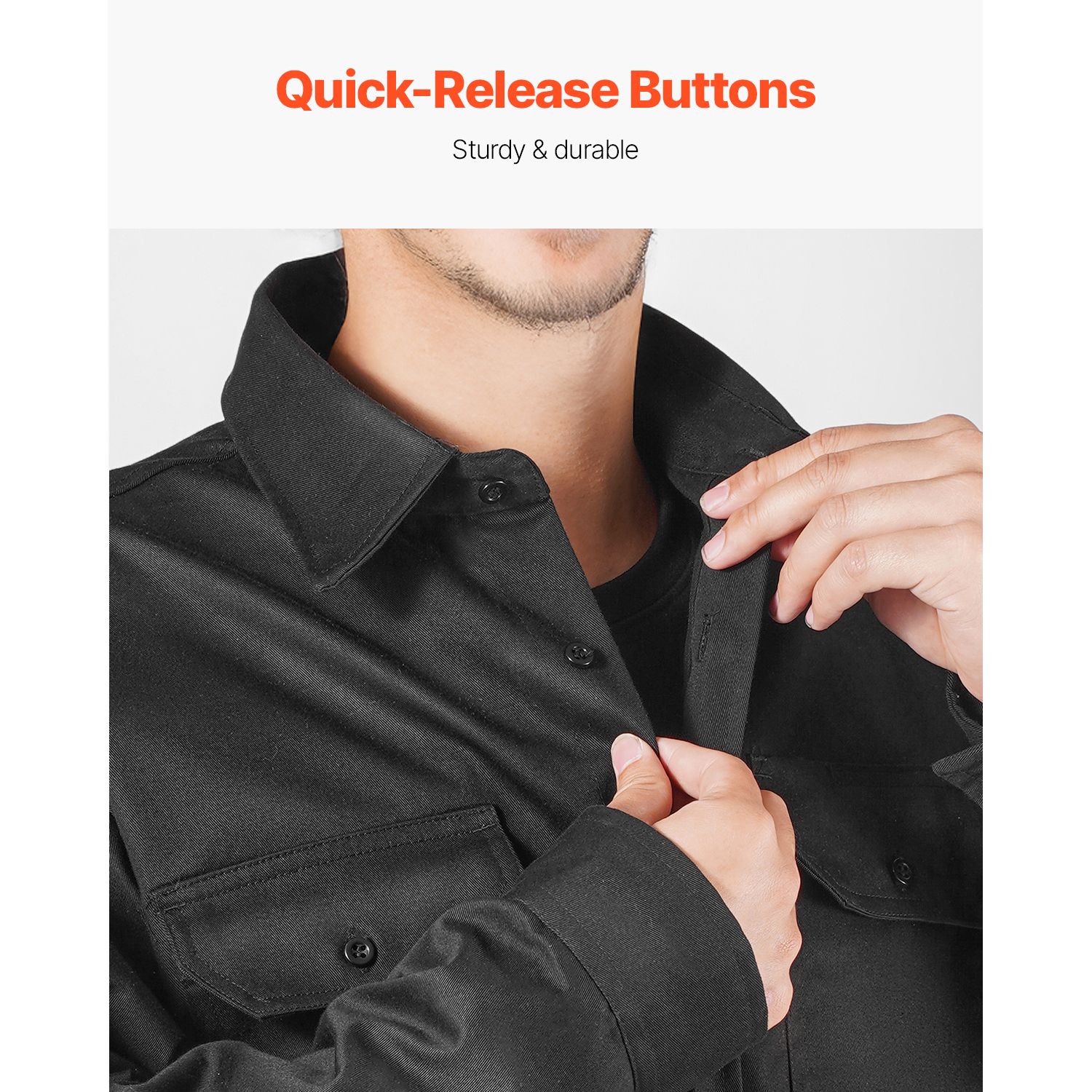 Flame Resistant Welding Jacket, 7oz. FR Shirts for Men, Machine Washable Cotton Heat-Resistant Welding Shirt, Meets ATPV 9.2 Cal/cm² Arc Rating - M Size - Image 3