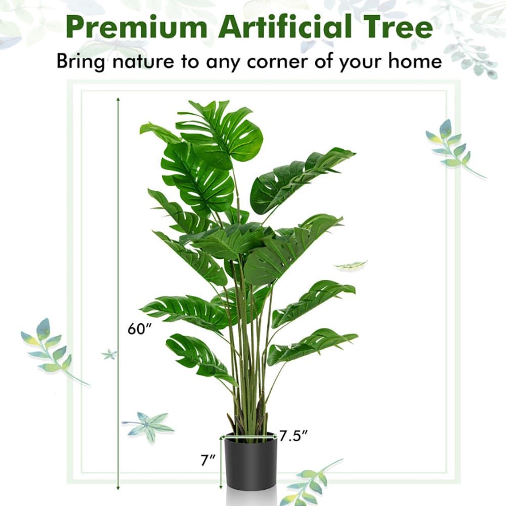 5 Feet Artificial Tree Faux Monstera Deliciosa Plant for Home Indoor and Outdoor - Image 4