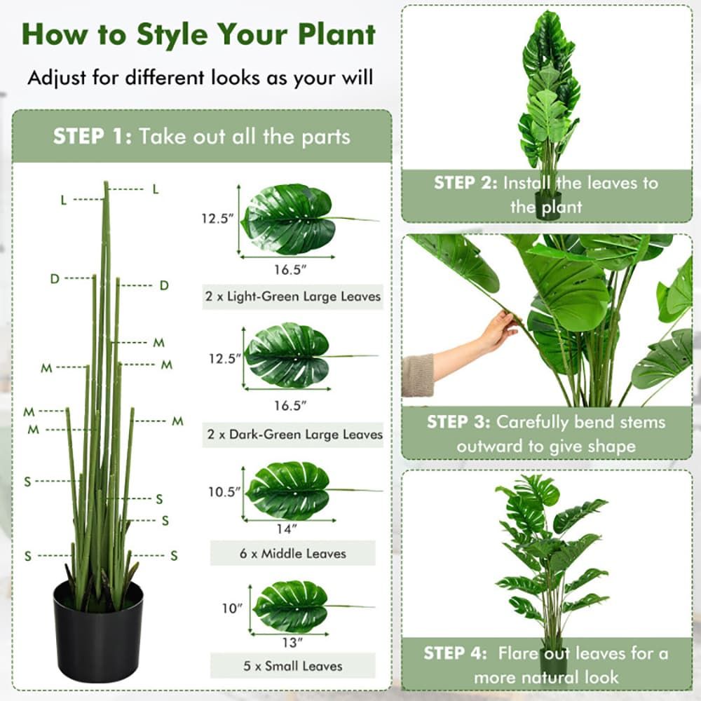 5 Feet Artificial Tree Faux Monstera Deliciosa Plant for Home Indoor and Outdoor - Image 7