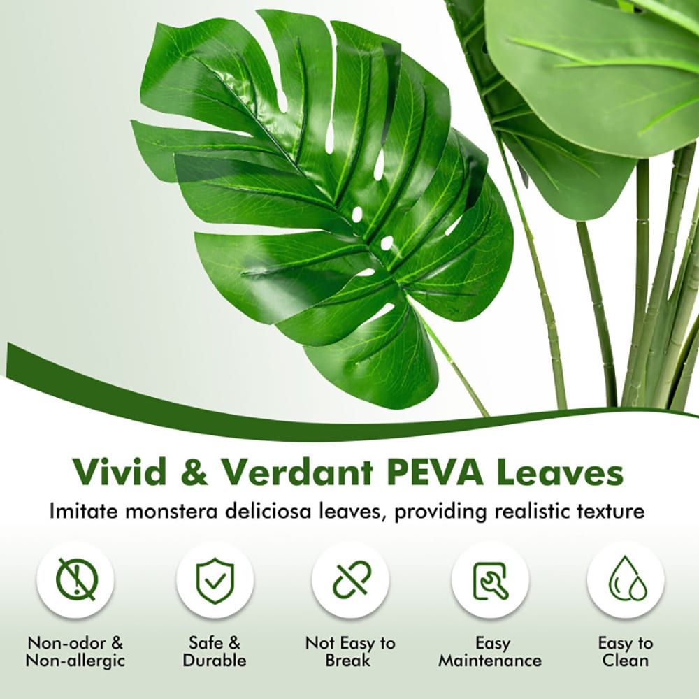 5 Feet Artificial Tree Faux Monstera Deliciosa Plant for Home Indoor and Outdoor - Image 8
