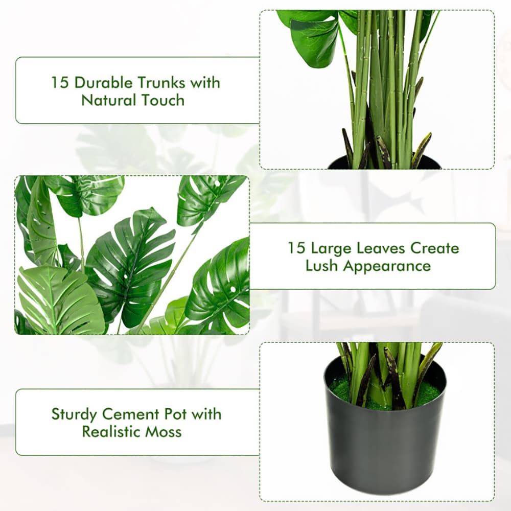 5 Feet Artificial Tree Faux Monstera Deliciosa Plant for Home Indoor and Outdoor - Image 9