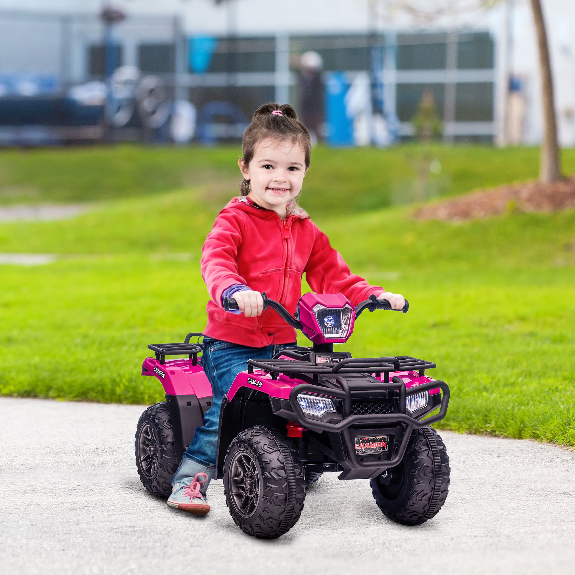 12V Pink Children's Battery Operated Car with Music LED Headlights for Ages 3-5 - Image 2