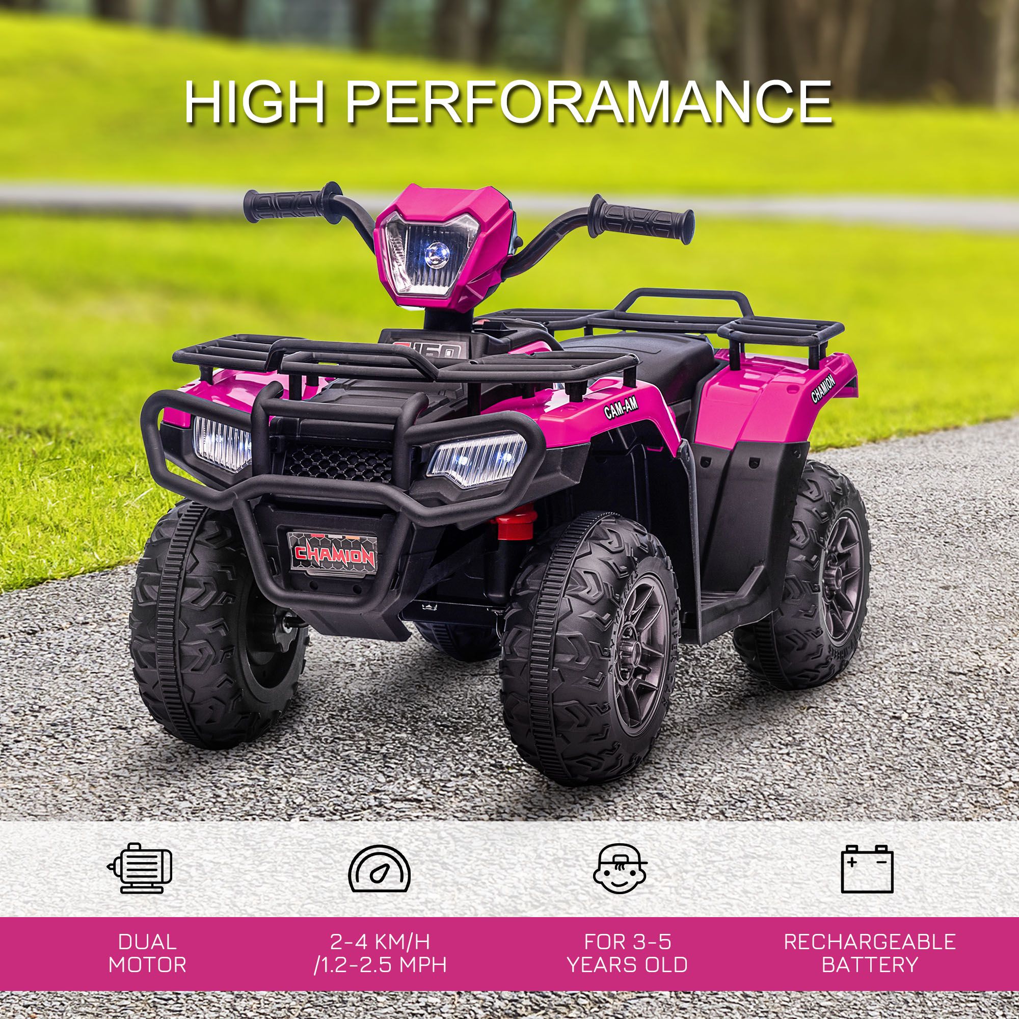 12V Pink Children's Battery Operated Car with Music LED Headlights for Ages 3-5 - Image 4