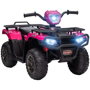 12V Pink Children's Battery Operated Car with Music LED Headlights for Ages 3-5