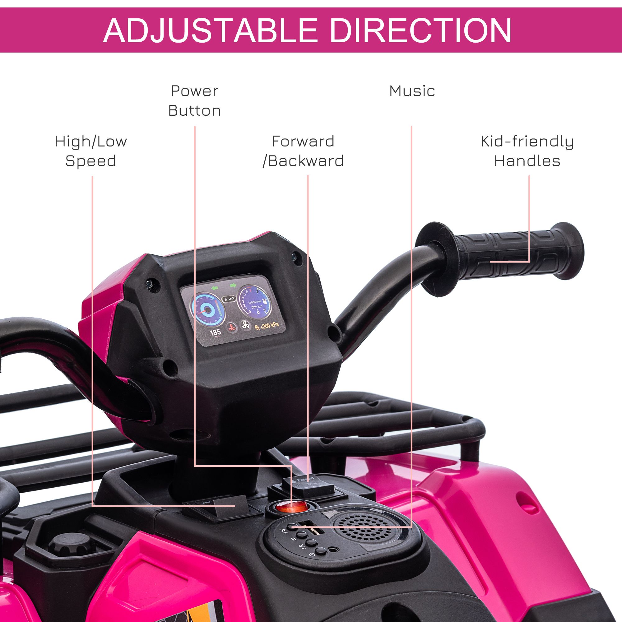 12V Pink Children's Battery Operated Car with Music LED Headlights for Ages 3-5 - Image 5