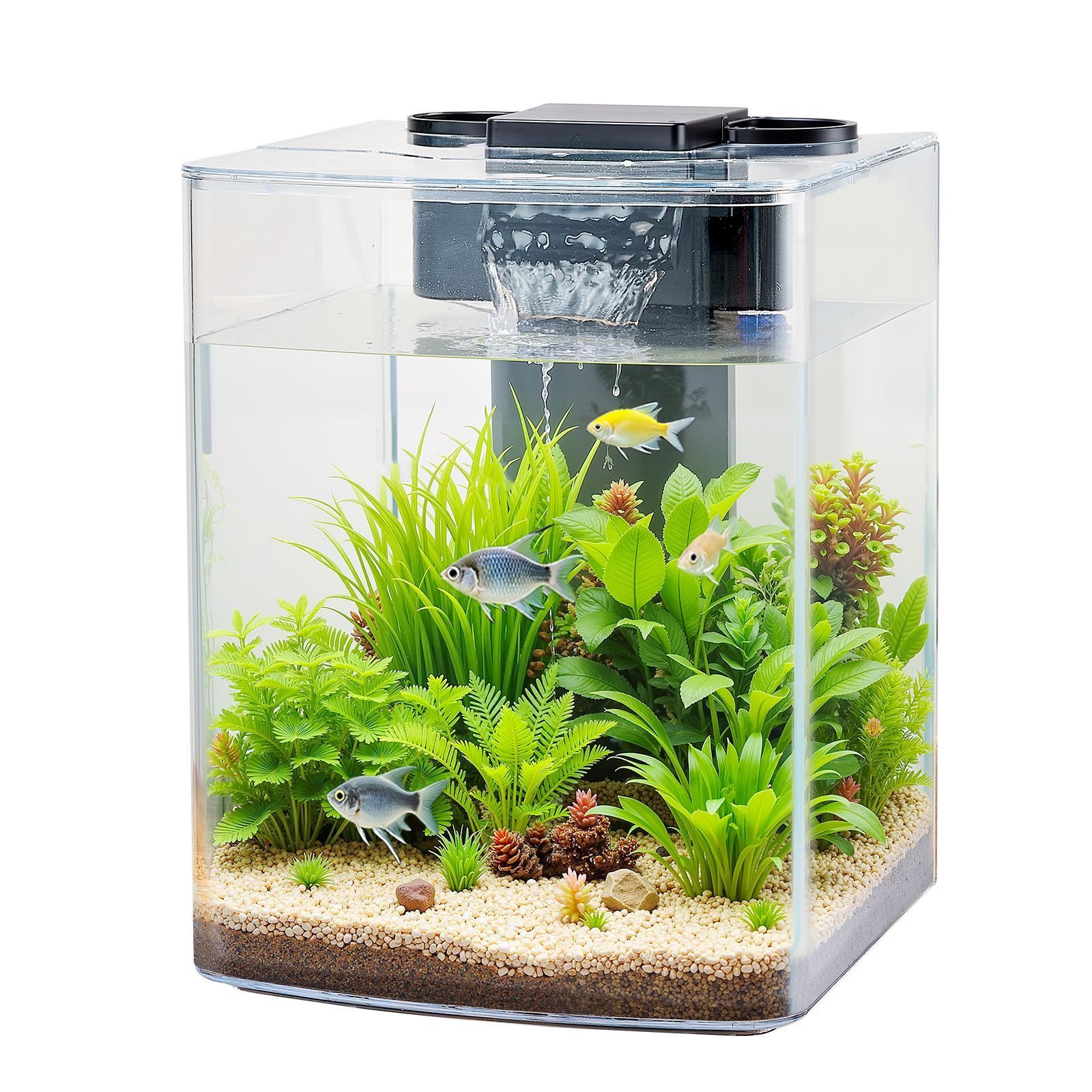 Fish Tank Aquarium, 2 Gallon Arch Ultra-Clear GPPS Starter Smart Tank Adjustable 3 Color Lighting, Self Cleaning System Fishbowl for Freshwater & Saltwater Fish Home, Office, or Pet Use - Image 4