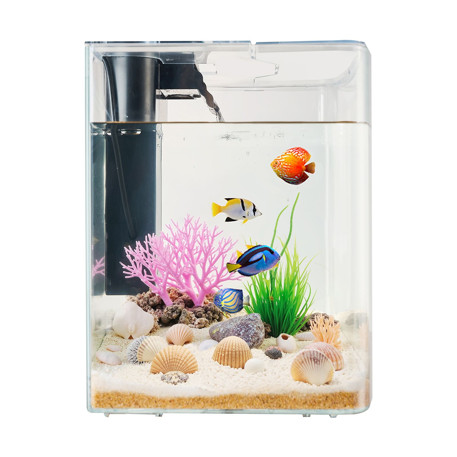 Fish Tank Aquarium, 2 Gallon Arch Ultra-Clear GPPS Starter Smart Tank Adjustable 3 Color Lighting, Self Cleaning System Fishbowl for Freshwater & Saltwater Fish Home, Office, or Pet Use - Image 5