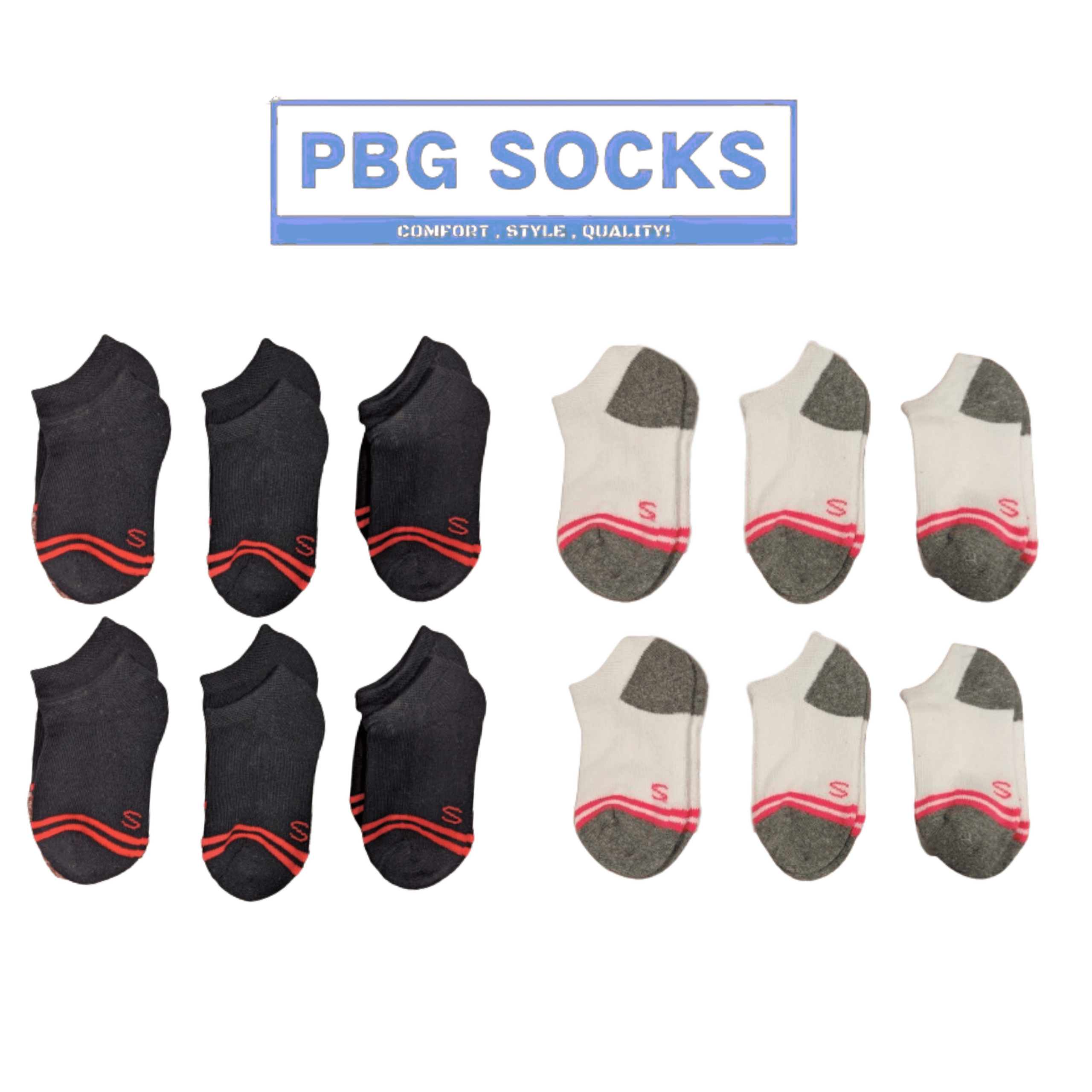 PBG Children Cotton Blend Low Cut Socks, 2-4 Size, Black & White, - Image 3