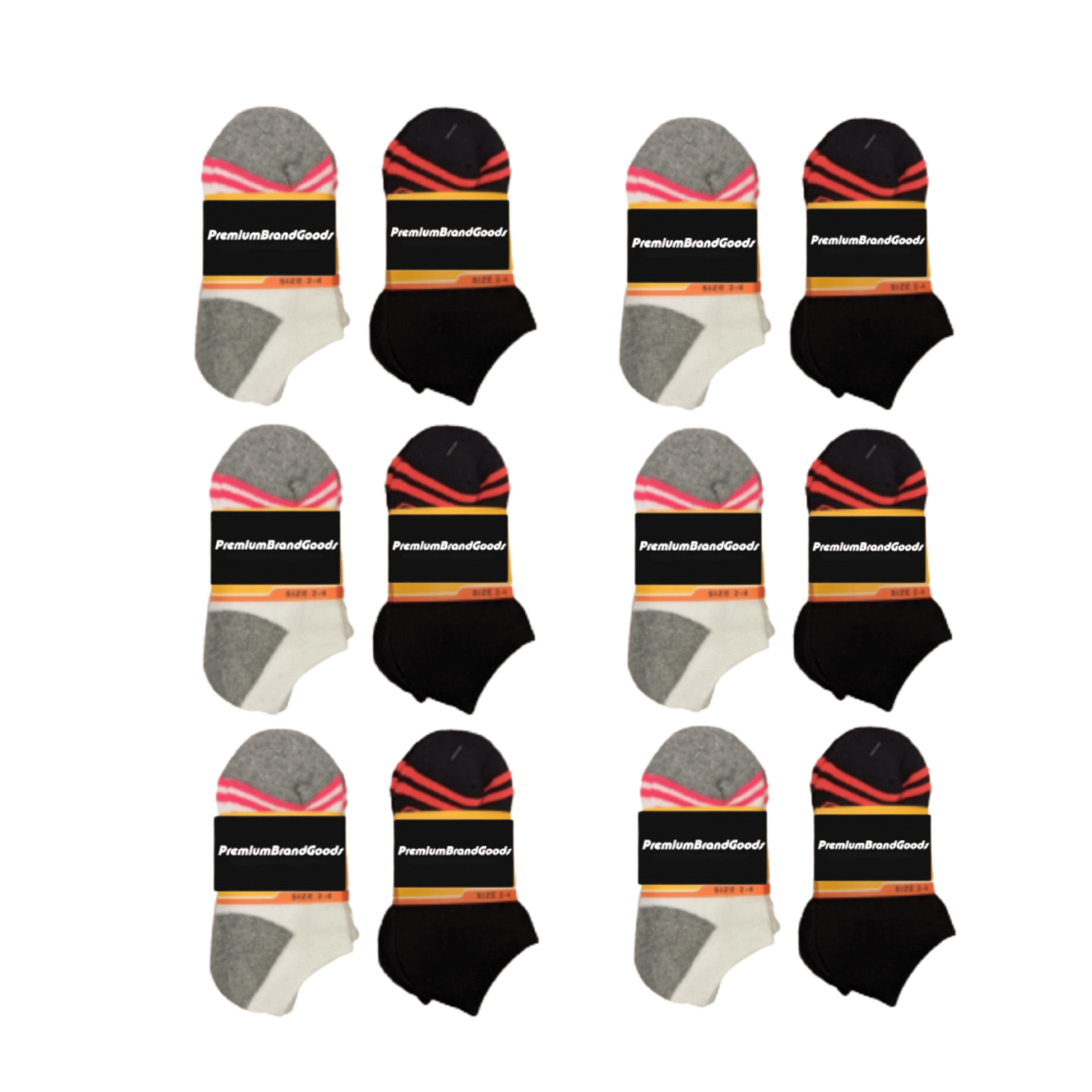 PBG Children Cotton Blend Low Cut Socks, 2-4 Size, Black & White, - Image 4