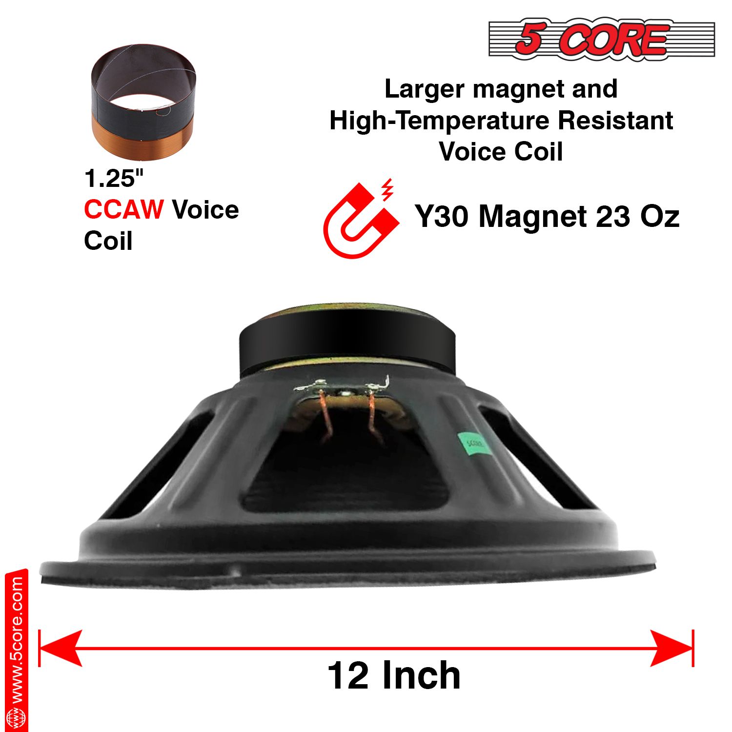5Core 12 Inch DJ Subwoofer Speaker 1200W Peak 8Ohm Audio Replacement Sub woofer - Image 6