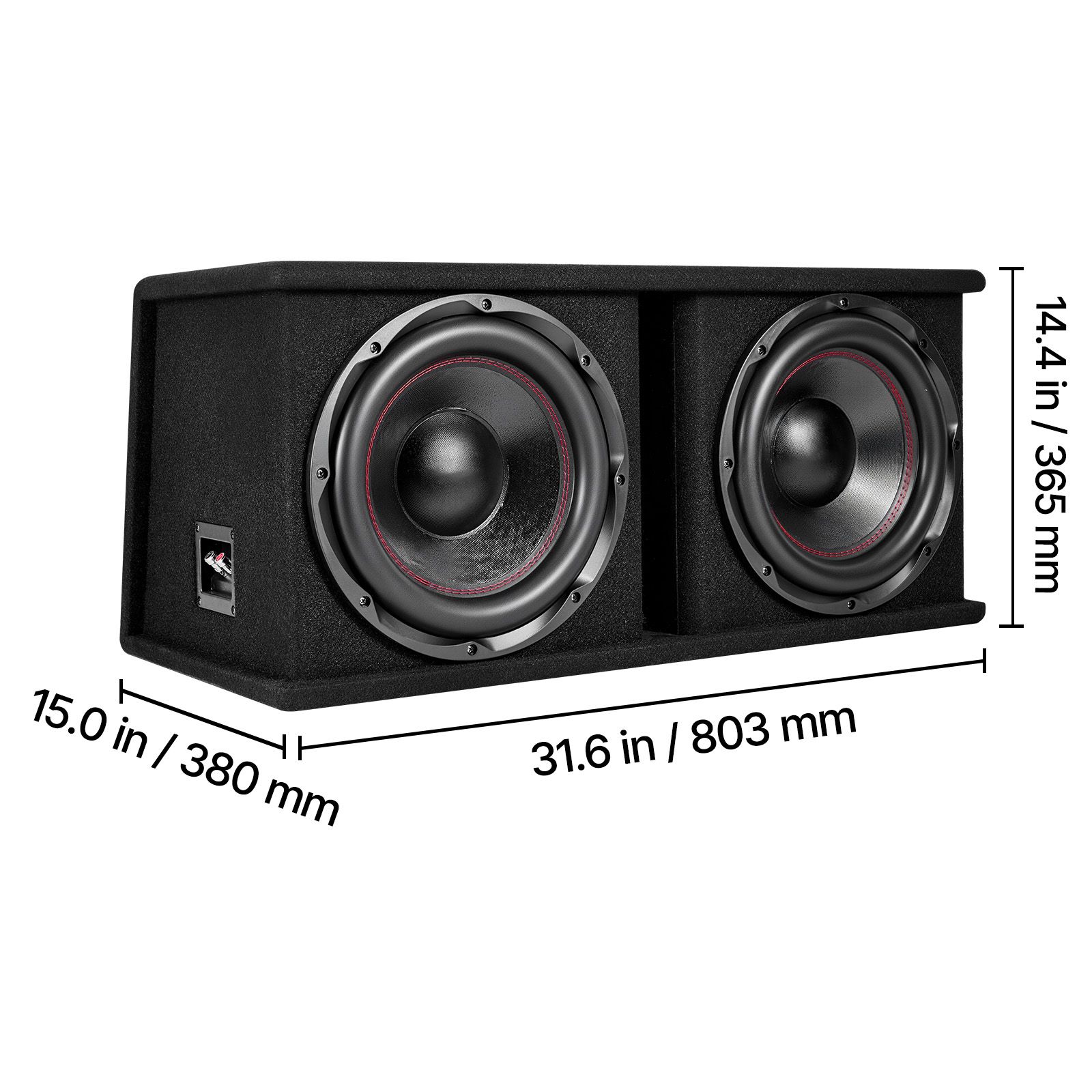 Subwoofer Bass Package, 12 in, 1200W RMS, Dual Car Audio Subwoofer and Amp Package, with Loaded Enclosure, Separate Amplifier, and Wiring Kit, for Various Vehicles Trunks, Car Audio Systems - Image 7