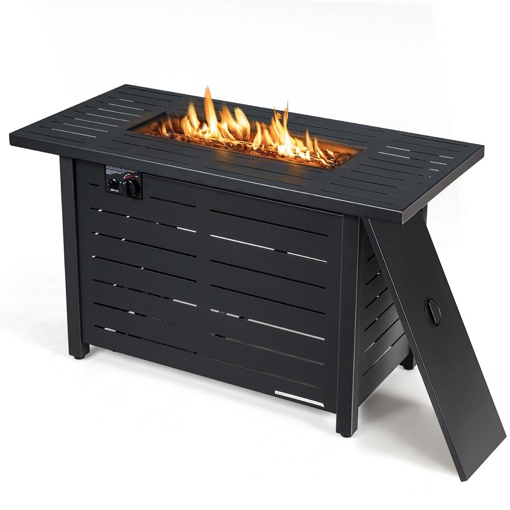 42 Inch 60,000 BTU Rectangular Propane Fire Pit Table with Waterproof Cover - Image 5