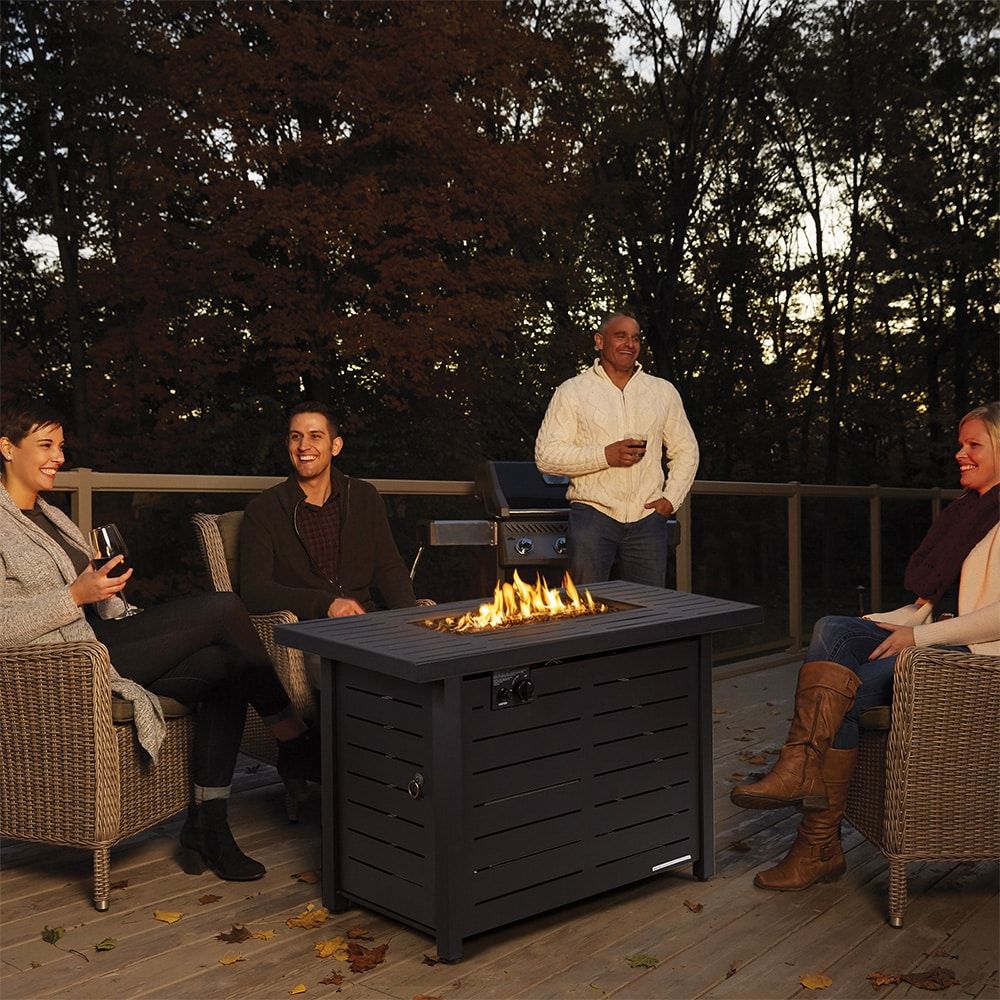 42 Inch 60,000 BTU Rectangular Propane Fire Pit Table with Waterproof Cover - Image 7