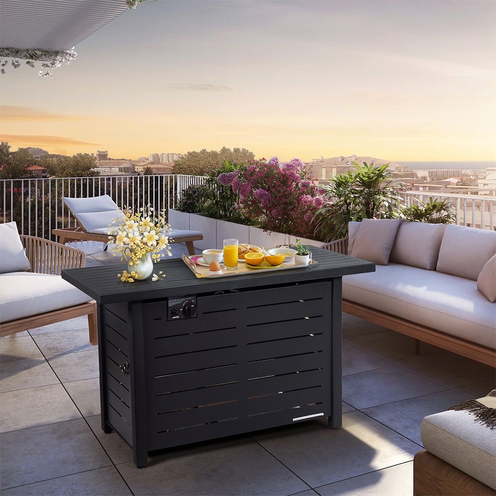 42 Inch 60,000 BTU Rectangular Propane Fire Pit Table with Waterproof Cover - Image 10