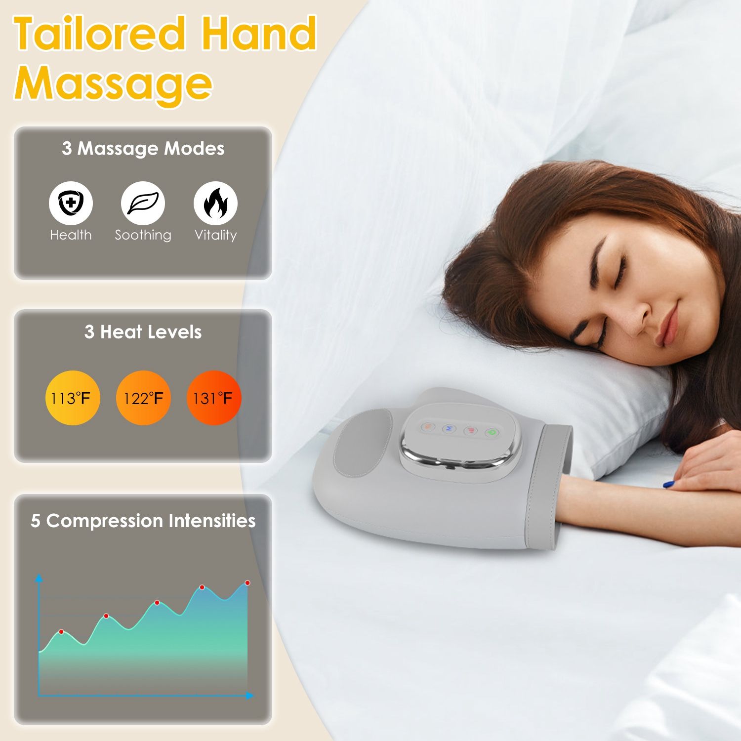 Upgraded Cordless Hand Massager, 14 Airbags 3 Modes 5 Intensity 3 Heat Levels for Hand Pain and Stiffness Relief - Image 4
