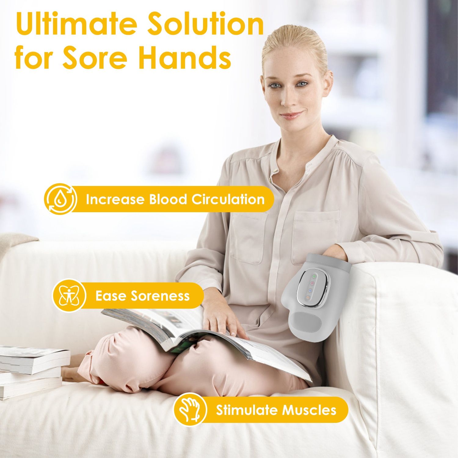 Upgraded Cordless Hand Massager, 14 Airbags 3 Modes 5 Intensity 3 Heat Levels for Hand Pain and Stiffness Relief - Image 7
