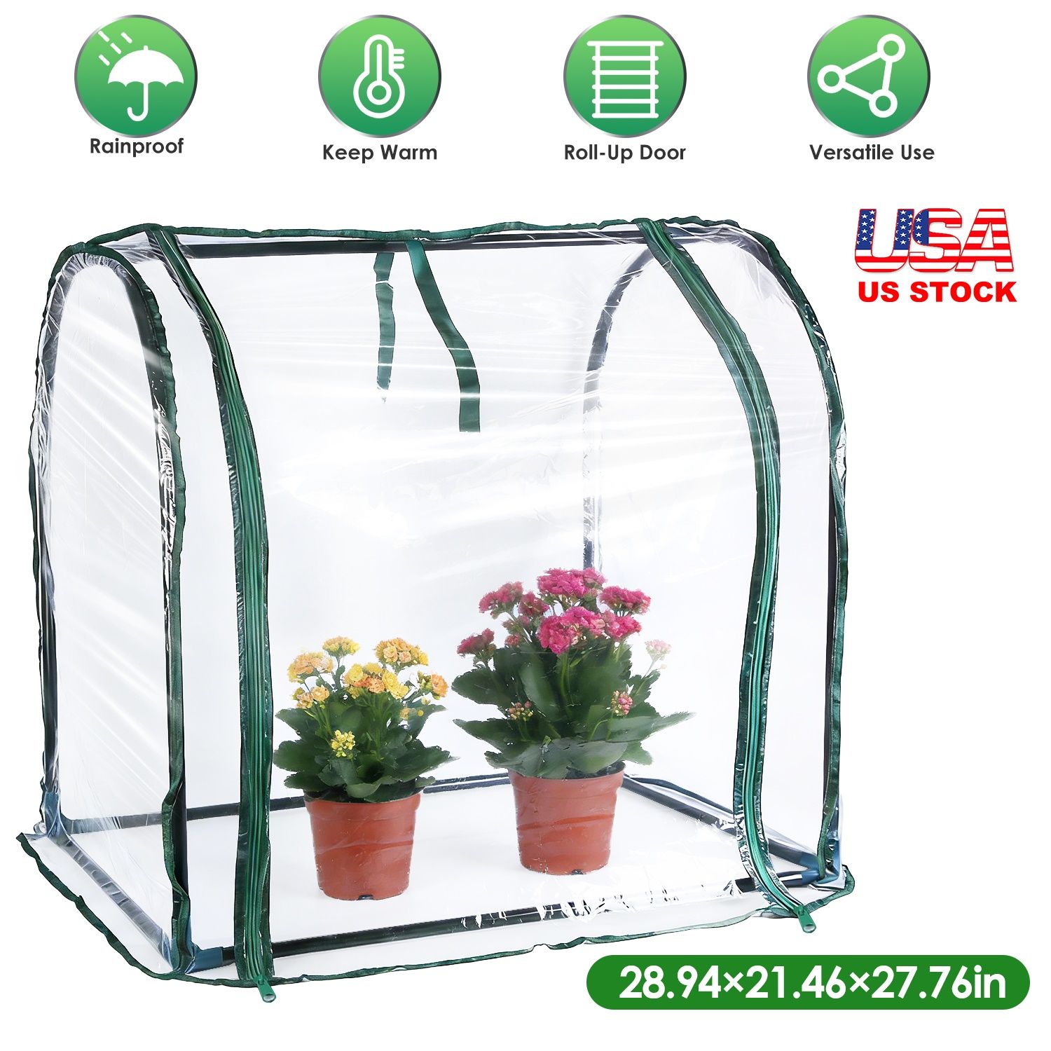 Fresh Fab Finds 28.94" x 21.46" x 27.76" Tabletop Mini Greenhouse Portable Greenhouse for Spring Indoor Outdoor Garden Tent for Seed Starting Plant Protection Gardeni - Image 3