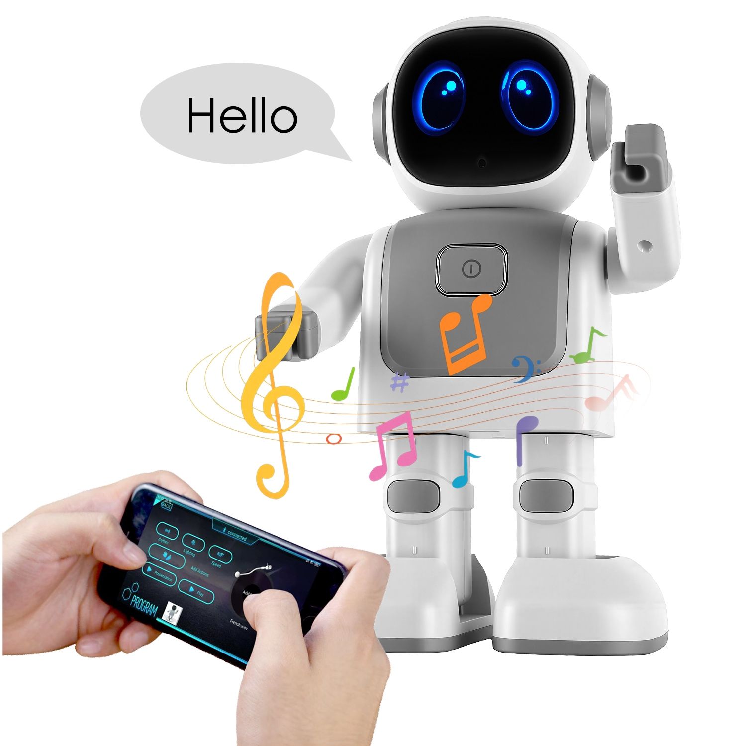 Fresh Fab Finds AI Dancing Robot Toy Smart Interactive Learning & Entertainment Robot for Kids_x000D_ with Bluetooth Music Programmable Moves Voice Assistant